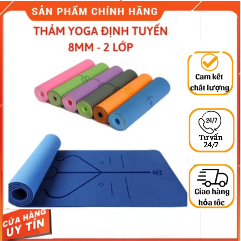 Thảm tập Yoga TPE 2 Lớp 8mm cao cấp chống trượt -[ Hàng Loại 1]