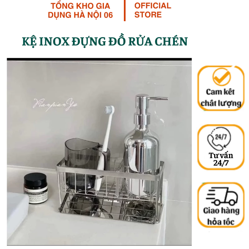 [MỚI] Kệ đựng đồ rửa chén bát có khay đựng nước riêng Inox- TongkhogiadungHN06