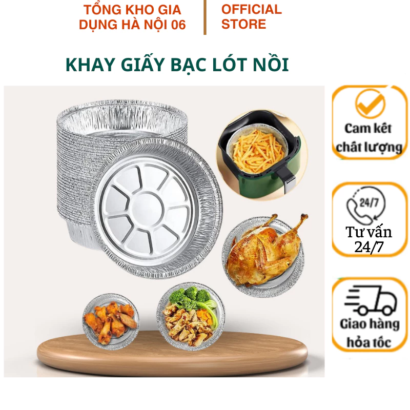 Set 10 Khay giấy vạc lót nồi chiên không dầu, đĩa nhôm, đĩa giấy bạc ( Tổng kho HN 06)