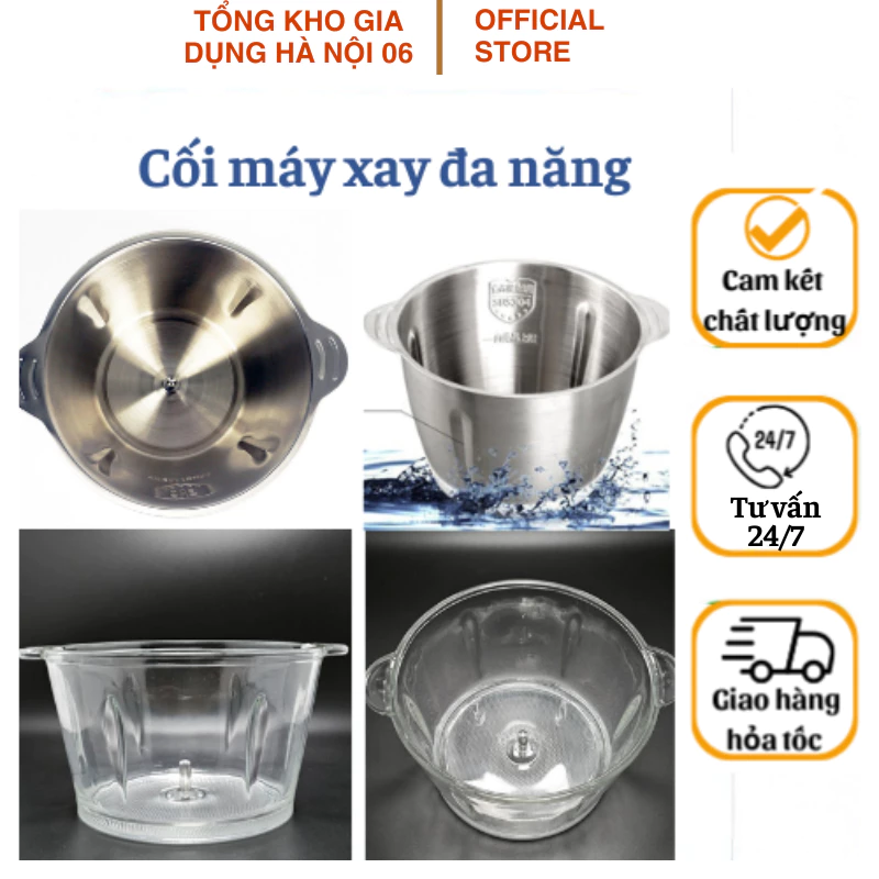 Cối thủy tinh, cối inox máy xay thịt 2L