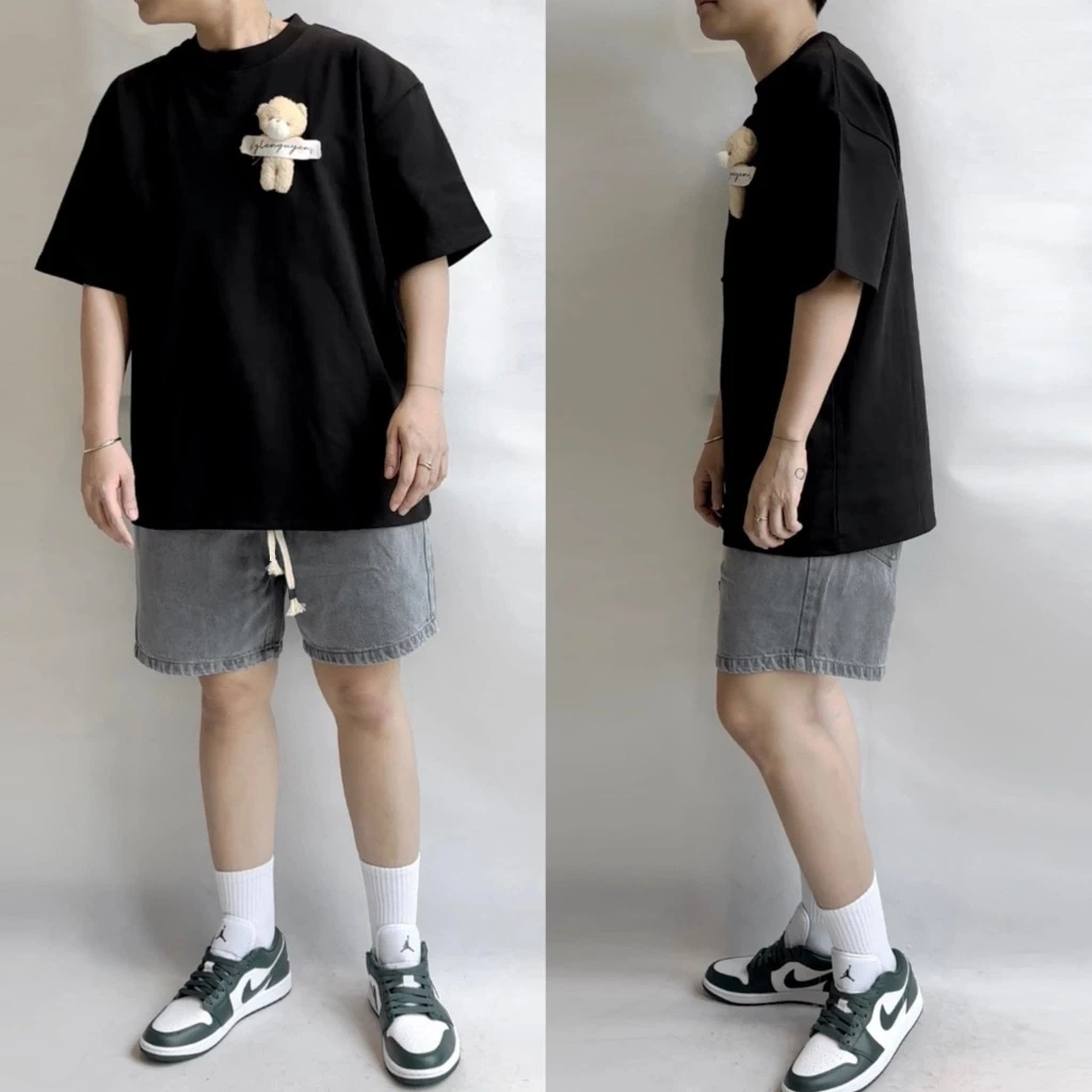 Quần short jean nam túi hộp ROMAN ống rộng chất bò cao cấp QJ08