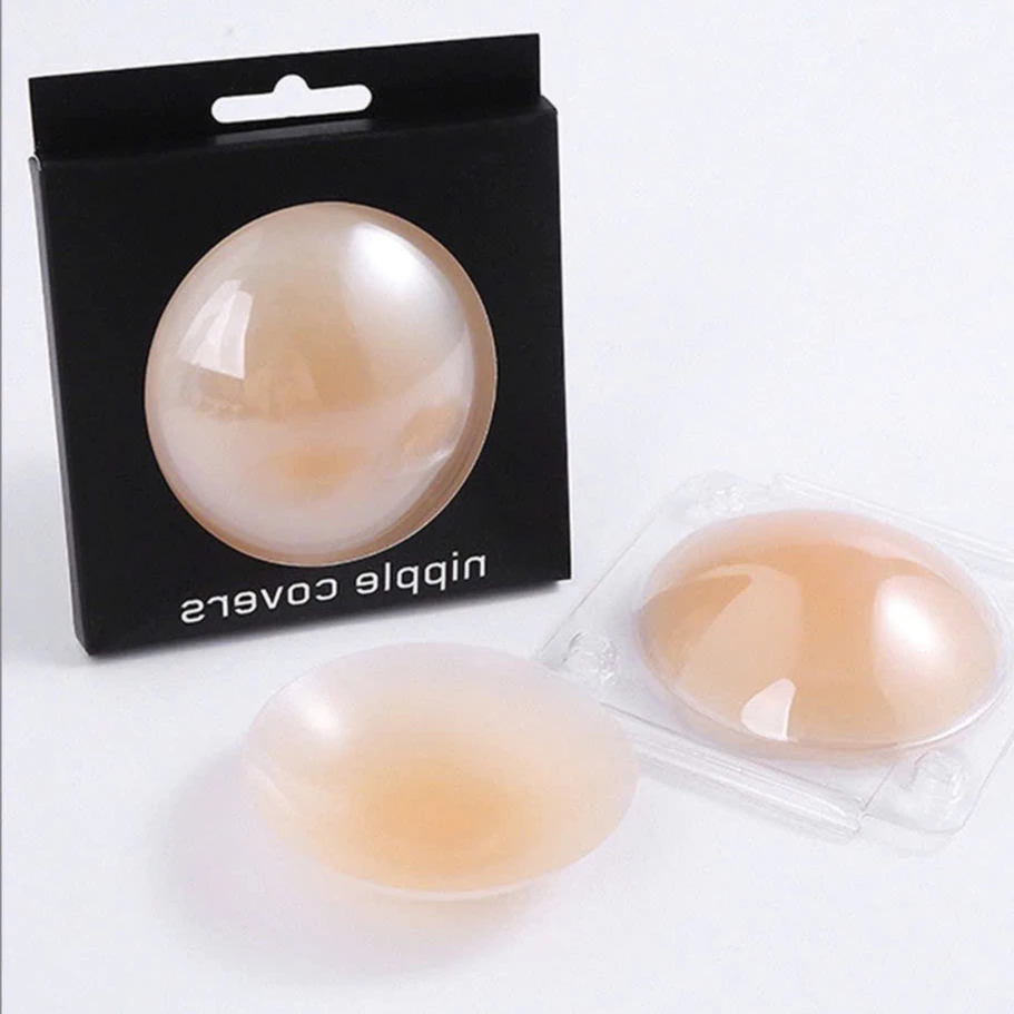 Hộp 2 Miếng Dán Ngực Hộp Đen Nhiệt Tự Thân Silicon Nipple Covers Tàng Hình Mềm Mỏng Siêu Bám DT01