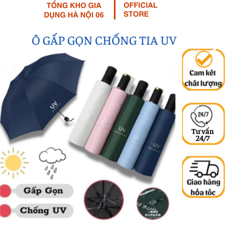 Ô dù gấp gọn đi mưa che nắng to cỡ lớn cao cấp dễ thương chống tia uv New 2024