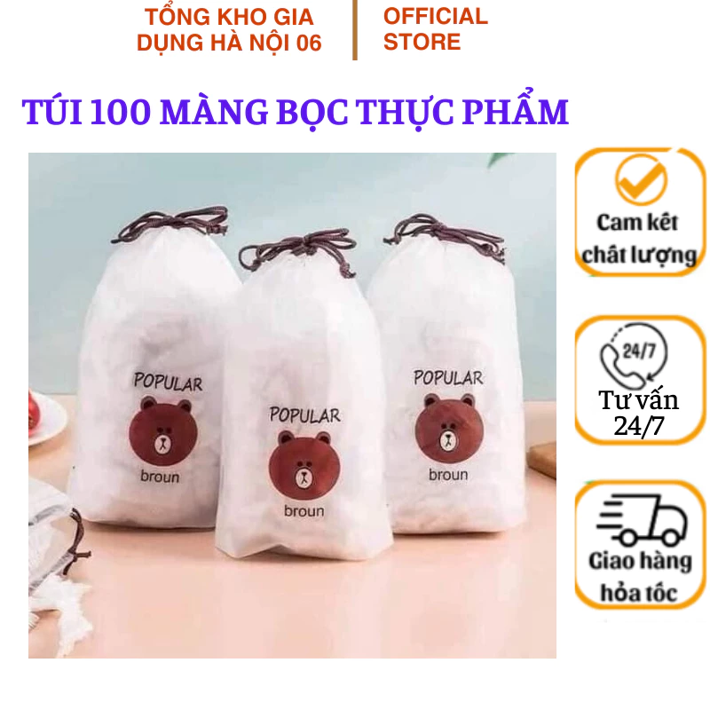[Sét 100 chiếc]Màng bọc thực phẩm bo chun tai sử dụng nhiều lần siêu tiết kiệm (TongkhogiadungHN06)