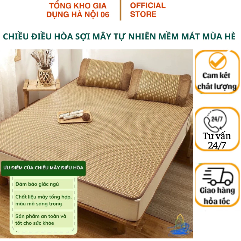 Chiếu mây điều hòa cao cấp VNXK, chiếu điều hòa gấp gọn tiện lợi sợi mây tổng hợp thoáng mát mềm mại