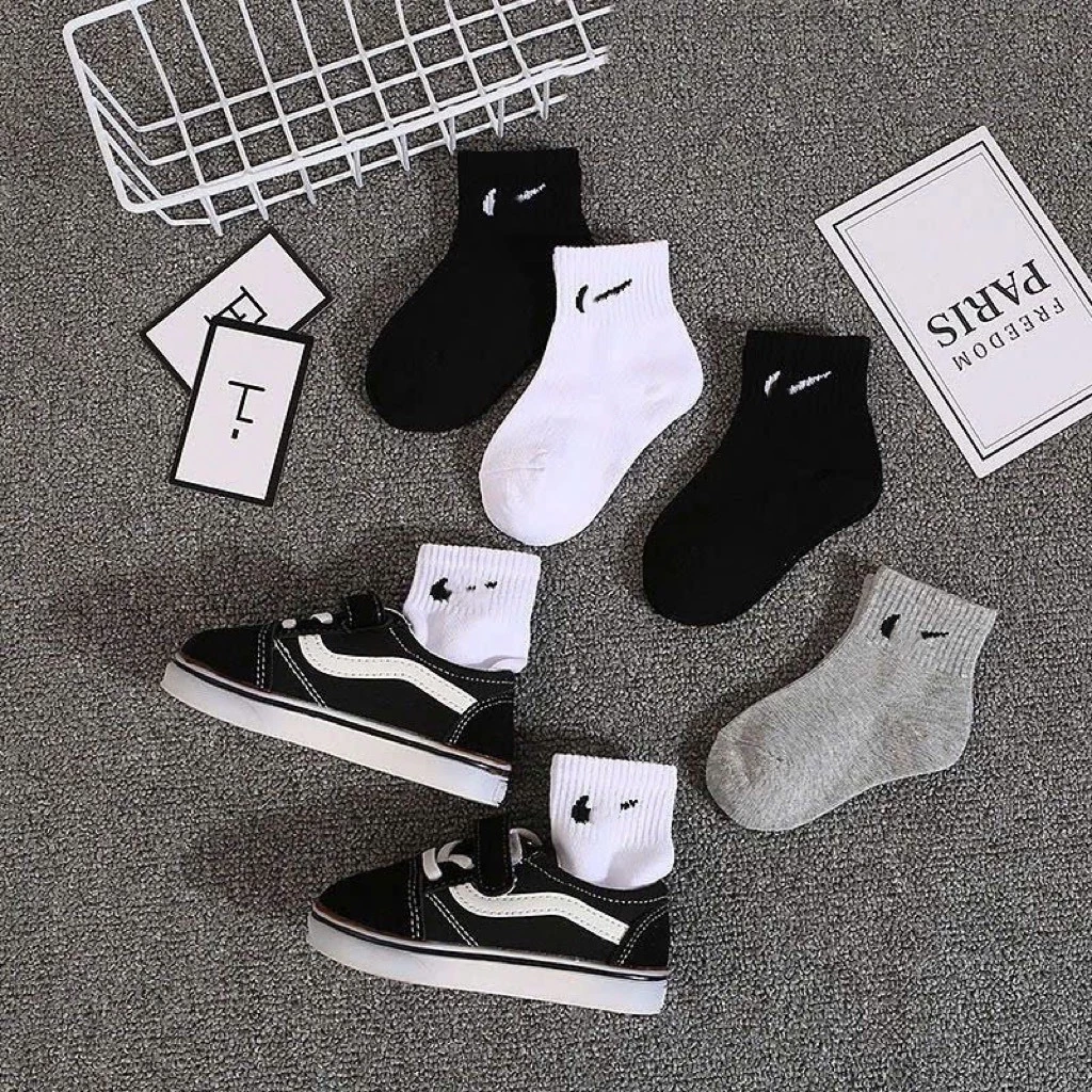 Set 5 Đôi Tất Cotton Cổ Cao Nihee Thể Thao Nâng Động Cho Các Bé te65