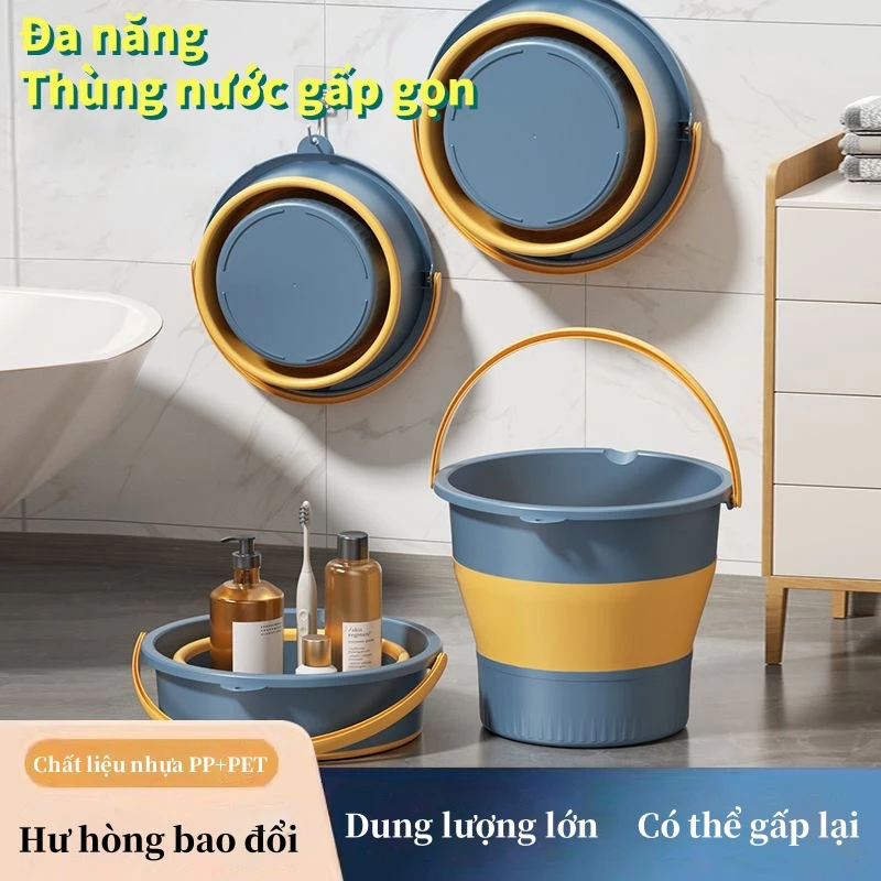 Xô Gấp Gọn Đa Năng Silicon, Chậu Ngâm Chân, Rửa Xe, Giặt Đồ Tiết Kiệm Không Gian, Dày Dặn