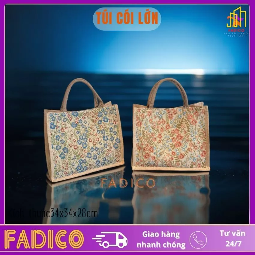 Túi cói thời trang hàng đẹp,túi xách nữ vải lanh, mẫu mới phù hợp đi du lịch, đi chơi phong cách hàn quốc-fadico