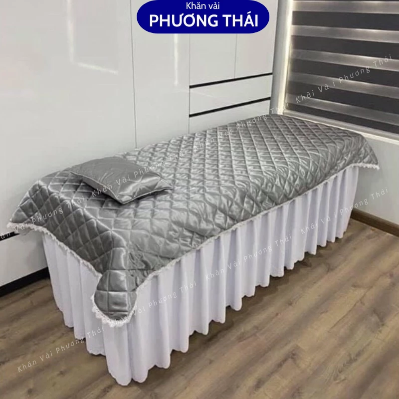 Tấm phủ giường lụa trần bông cho giường spa, thẩm mỹ, kt 110*220cm