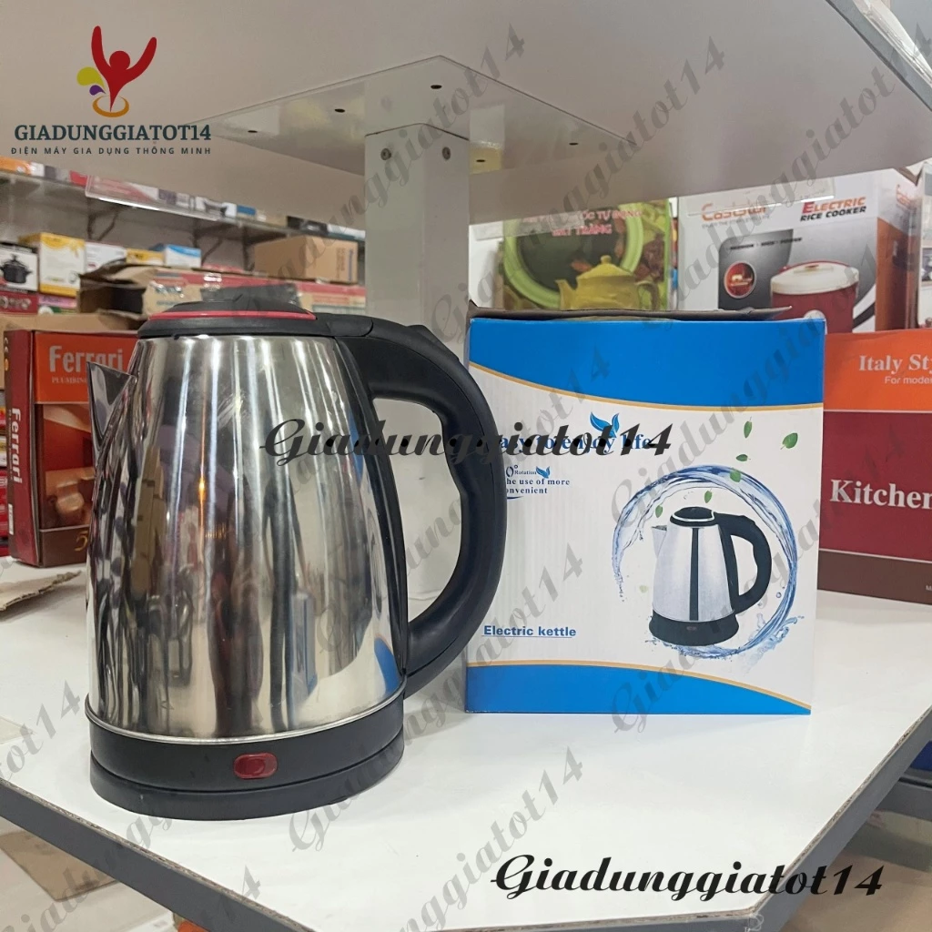 Ấm đun nước siêu tốc Elictric Kettle Dung tích 1.8L - 2 lớp cách điện cách nhiệt - Đun sôi nhanh