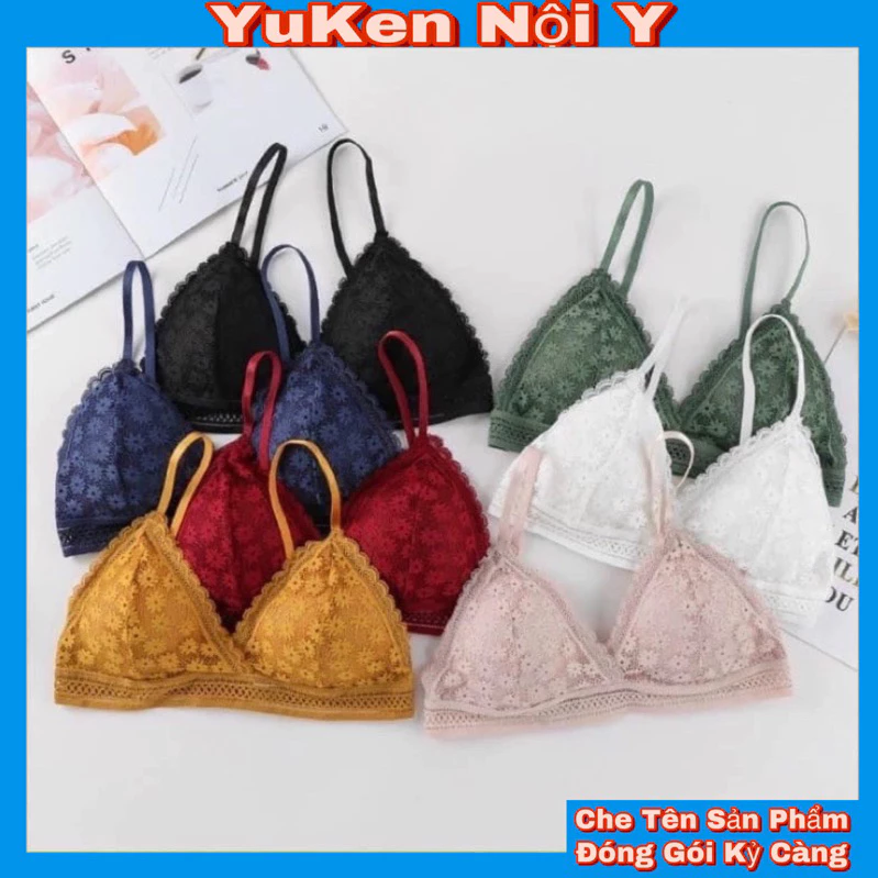 Áo Bra Ren Hoa Cúc-Áo Lót Nữ Đệm Mỏng,Không Gọng 2 Móc Cài Sau Giúp Ôm Trọn Bầu Ngực