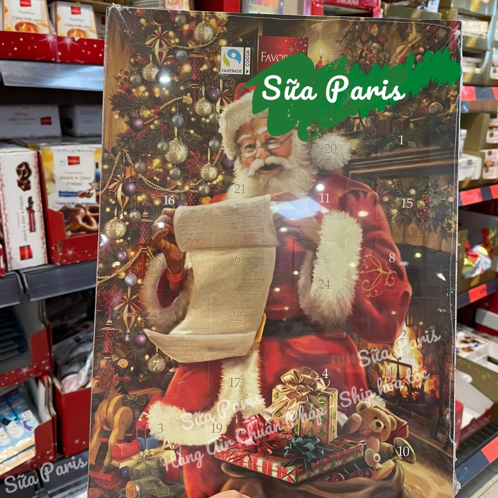 Lịch Advent socola Favorina 24 ô chủ đề giáng sinh của Pháp_Sữa Paris Aderma