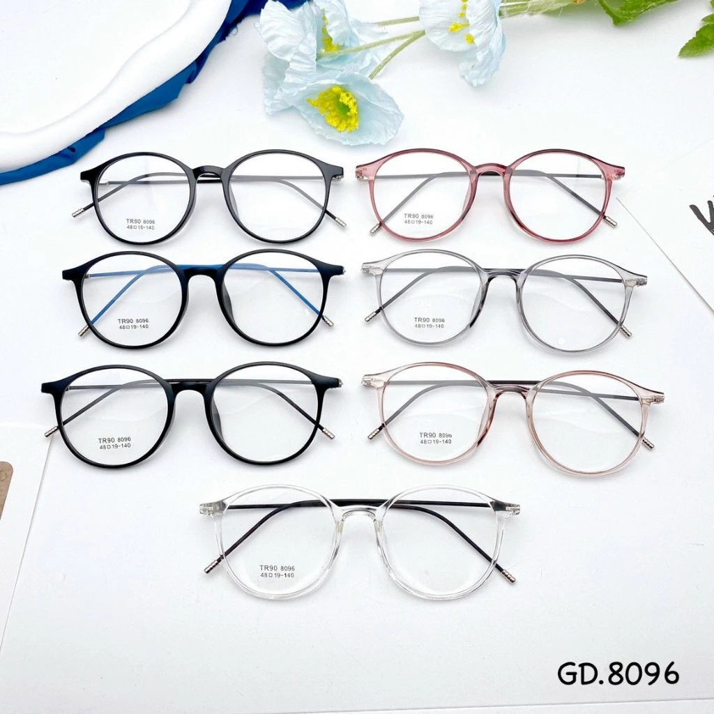 Gọng kính tròn 8096 càng kính kim loại bọc nhựa