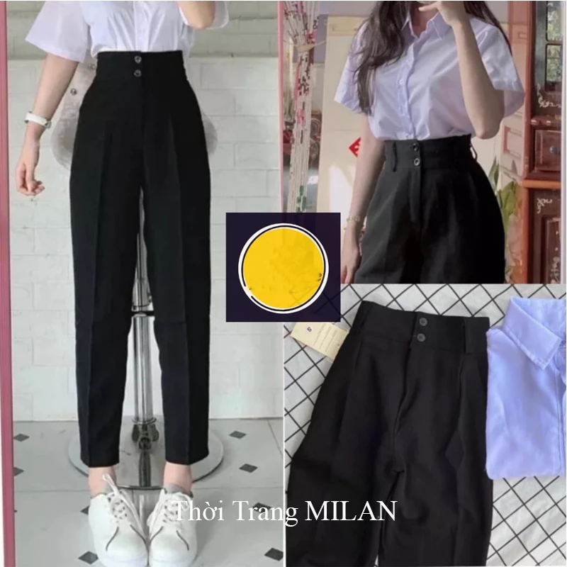 (DÀI 88-95-103CM)Quần tây nữ lưng cao đi học làm công sở M625 ống đứng dáng quần vải baggy nữ cạp cao học sinh