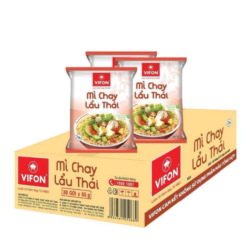 Thùng 30 Gói Mì  Chay Lẩu Thái Vifon ( 30 gói x 65g ) - VF27T