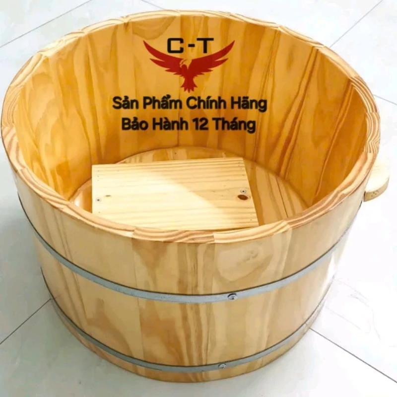 Chậu ngâm mông⚡TẶNG GHẾ NGỒI💥CỠ LỚN💥Chậu ngâm mông cao 30cm bồn ngâm phụ khoa gỗ Thông Mỹ cao cấp bảo hành 12 tháng
