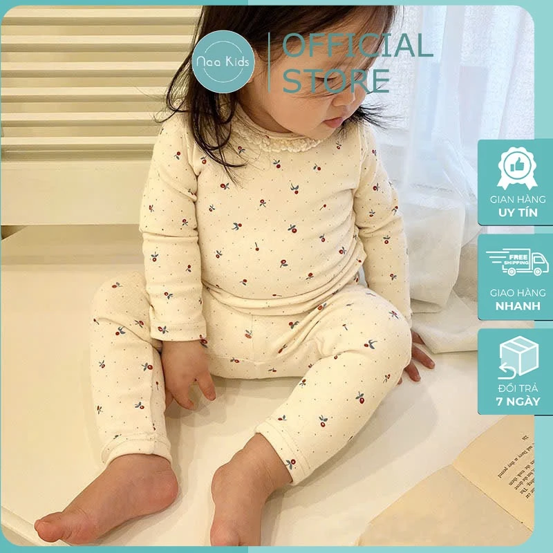 Bộ quần áo dài tay thu đông bé gái, homewear thu đông chất liệu cotton hàng QCCC phong cách Hàn quốc size cho bé gái