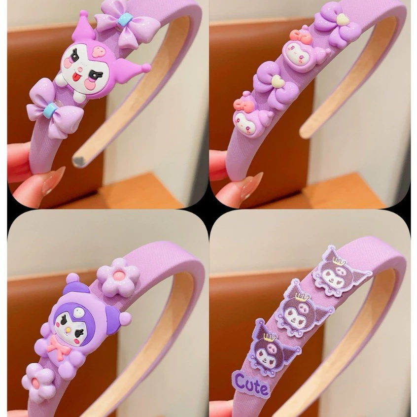 【Hwang】Bờm cài tóc vải xốp (new) - Băng đô chống trượt Kuromi kẹp tóc trẻ em 2024, phụ kiện cài tóc
