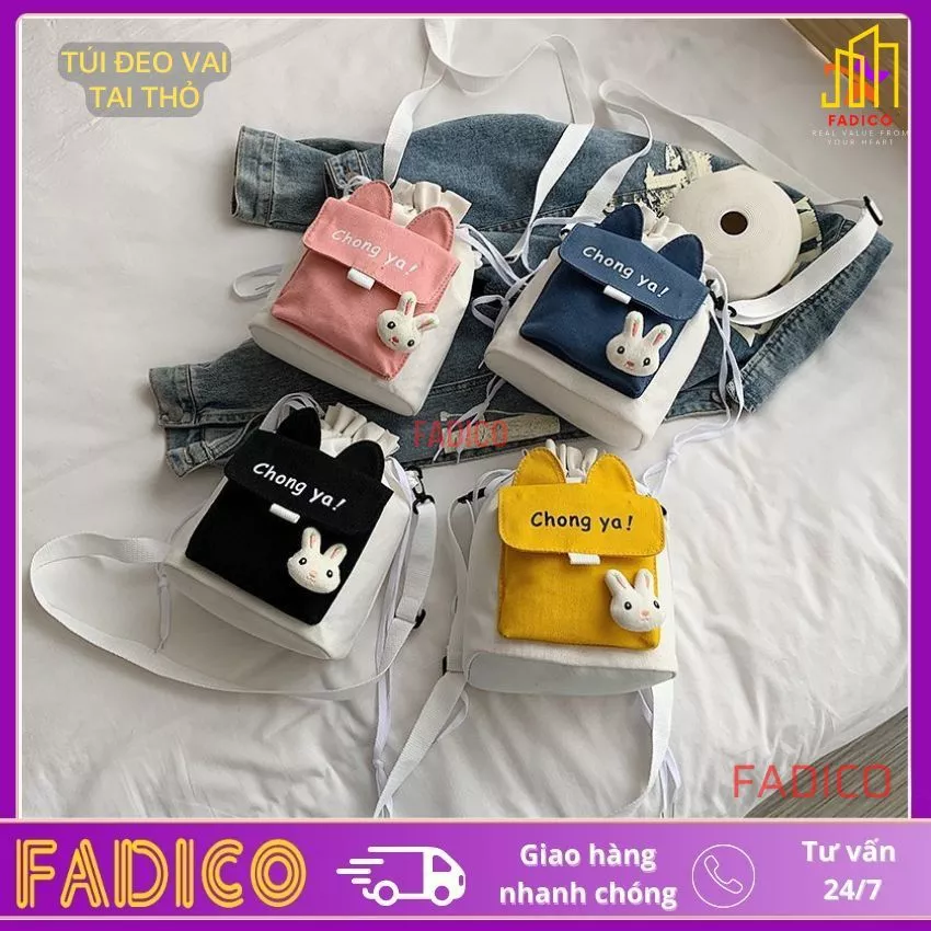 [TẶNG GHIM CÀI]Túi Đeo vai nam nữ Vải Canvas chong ya, túi đeo chéo phong cách nhật bản, túi vải canvas dễ thương