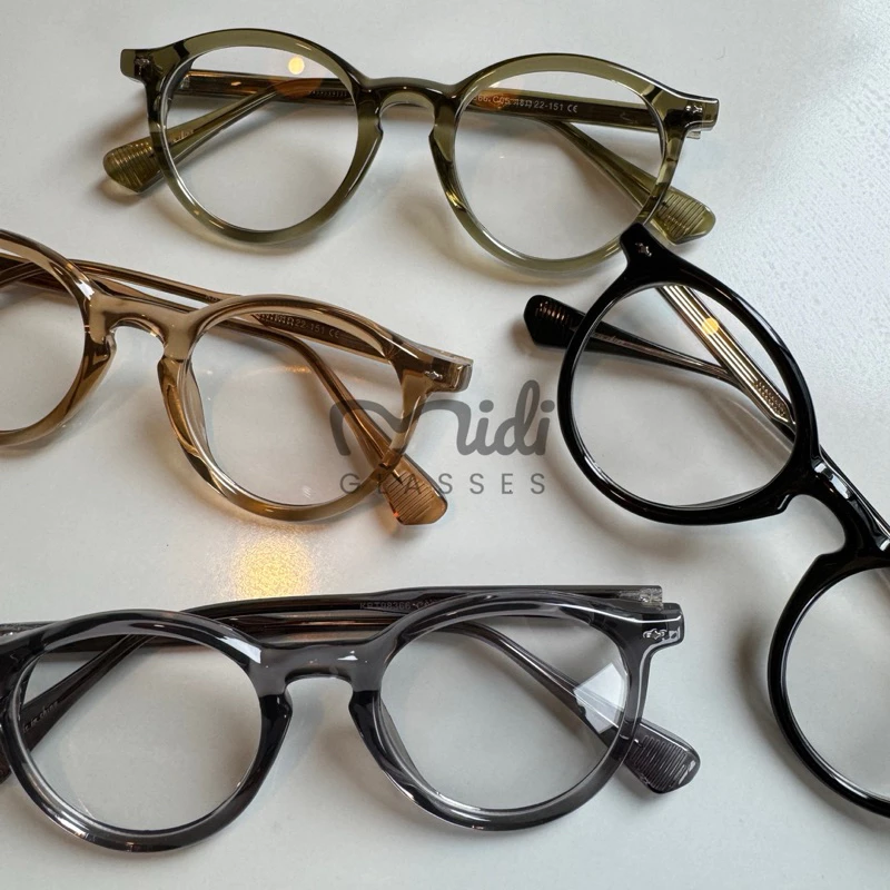 Kính mắt form tròn cốt kim loại bọc nhựa cao cấp unisex (98366)