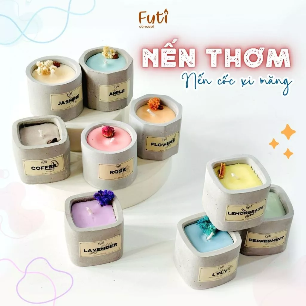 Nến Thơm Mini 9 Mùi – Nến Handmade Nhiều Màu, Hương Thơm Dịu Nhẹ, Tự Nhiên