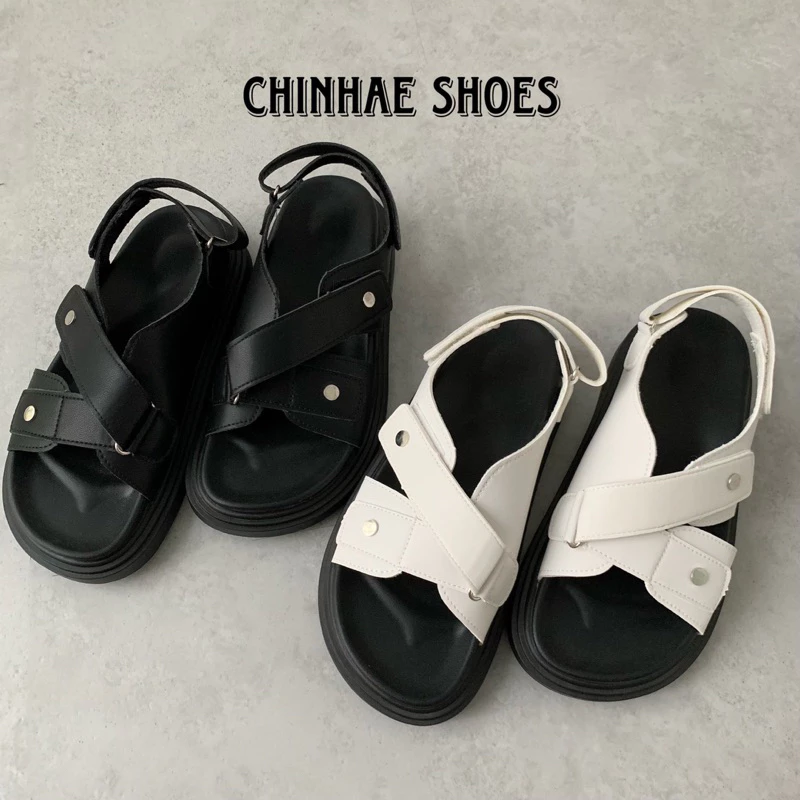 Dép quai hậu sandal quai chéo cao cấp tăng chiều cao 3,5cm phong cách Ulzzang cho nữ đi học đi làm đi chơi SD008