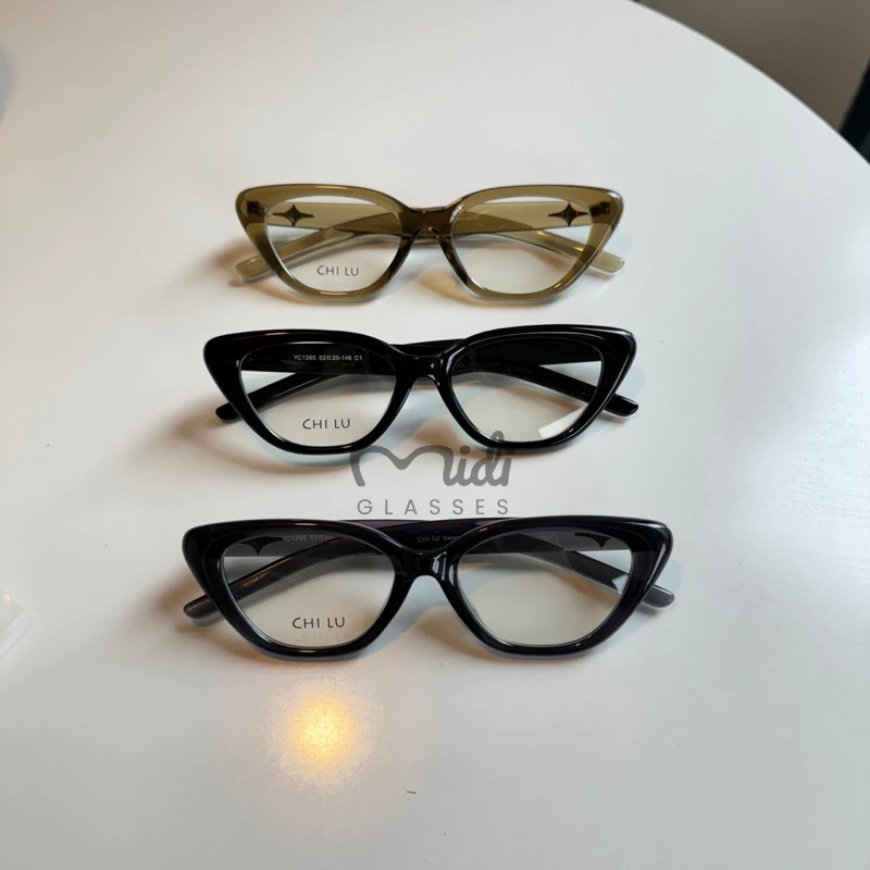 Kính mắt mèo unisex form xếch chất liệu nhựa dẻo càng nhựa mix hoạ tiết kim loại Chi.lu (1295)