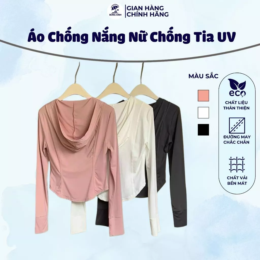 [ GIẢM 50K ] Áo Chống Nắng Nữ Chất Mỏng Mát, Áo Khoác Chống Tia Cực Tím UPF 50+ Chất Lụa Băng Ôm Body Co Giãn