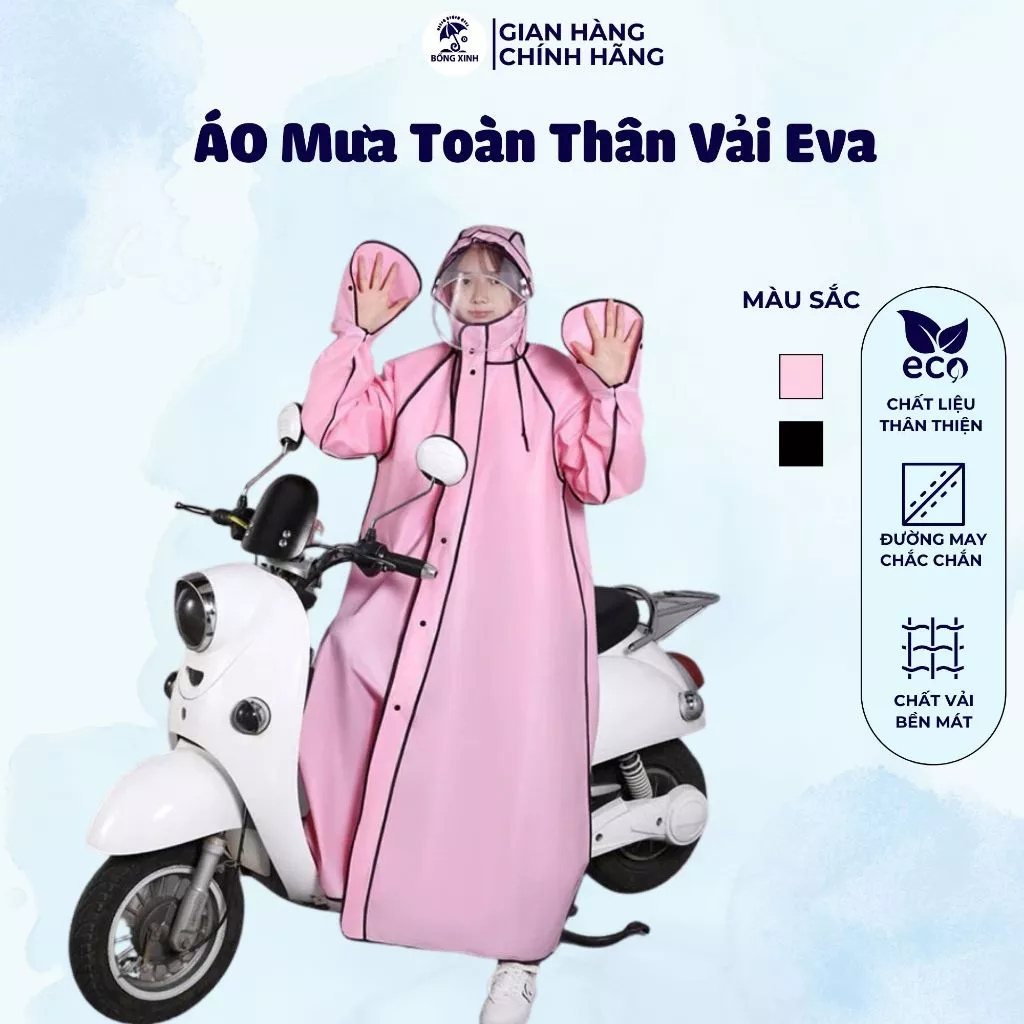 Áo Mưa Người Lớn Nam Nữ vải Eva Áo mưa bảo vệ toàn thân(Có Khóa Kéo, Có Cúc Bấm, Đeo cặp)sử dụng cho Xe điện/xe máy