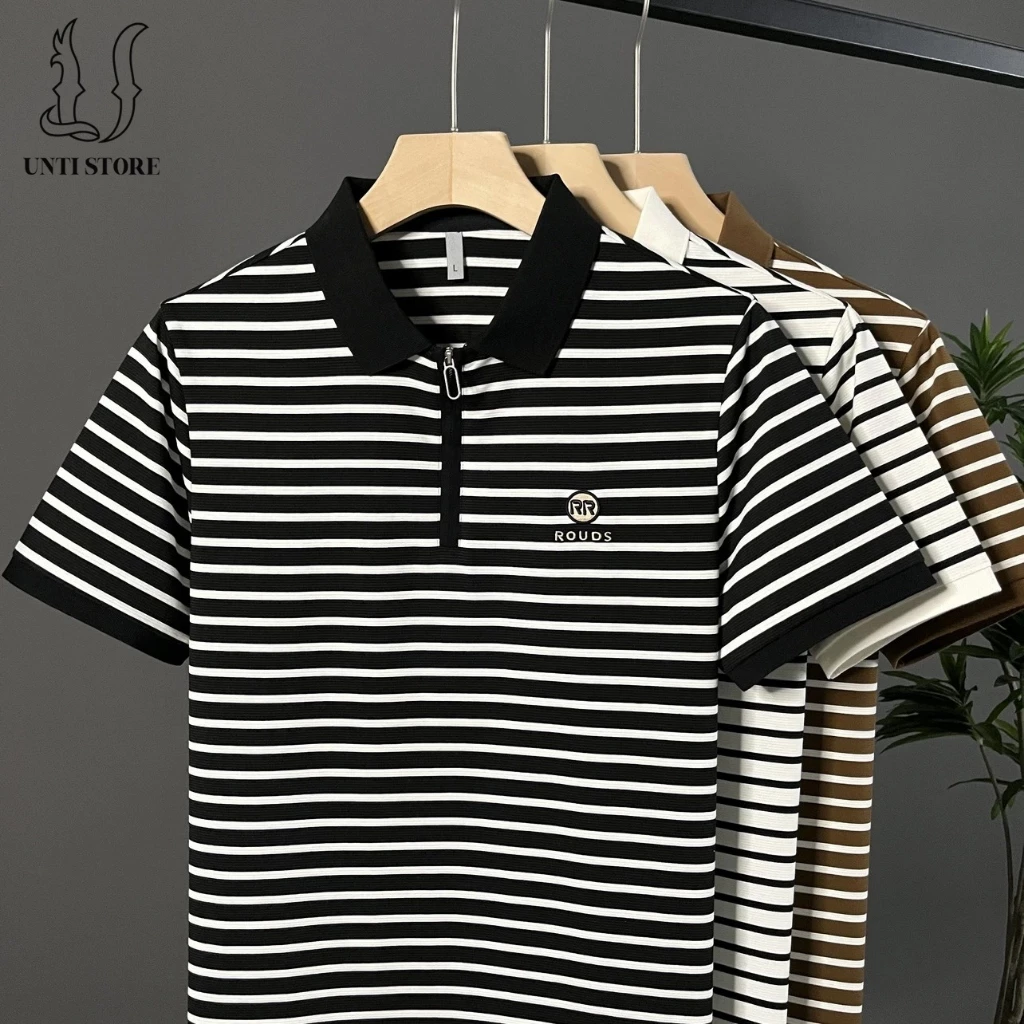 Áo Polo UNTI phối kẻ sọc có khoá kéo trẻ trung lịch sự - UNTI STORE - BH15