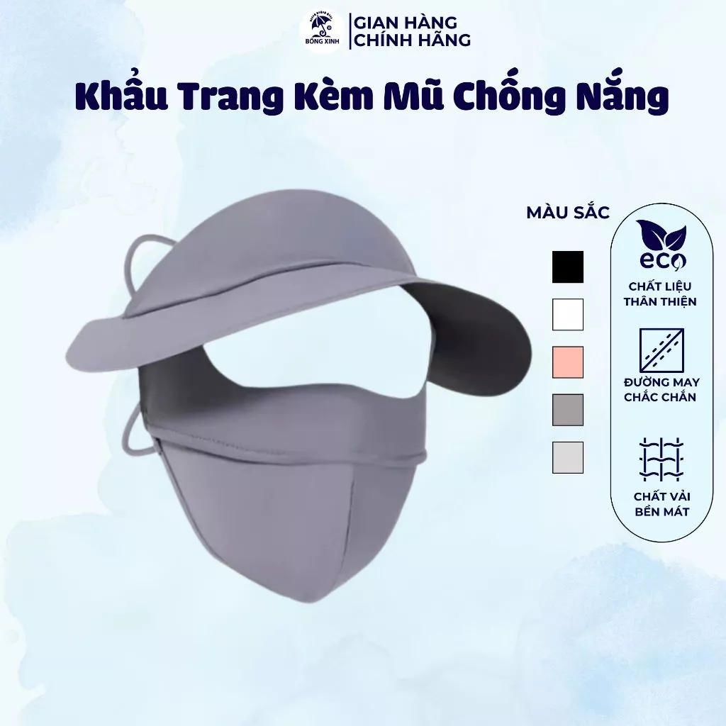 Hót 2024 Khẩu Trang Kèm Mũ Chống Nắng Loại Mới Nhất Công Năng 3IN1 Chống Nắng Tới 99% Bảo Vệ Da Dolly House