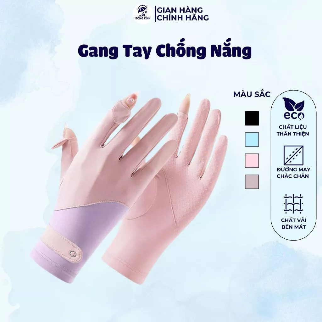 Găng Tay Chống Nắng UPF 50+ chống tia UV Chống trượt bao tay đi xe máy lái xe vải thun lạnh Cho Nữ