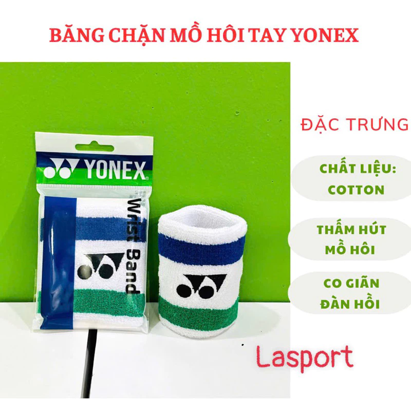 Băng đô chặn mồ hôi tay cầu lông Yonex, băng tay mềm mại siêu thấm hút mồ hôi