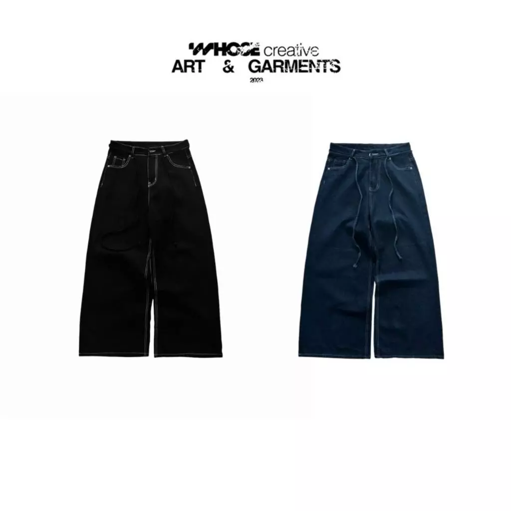 CONTRAST STITCH JEANS - Quần jeans màu cơ bản/chỉ trắng tương phản Whose Studio
