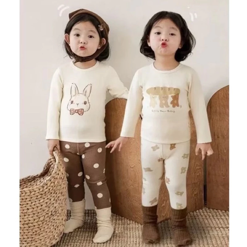 quần áo trẻ em, bộ quần áo dài tay thu đông thỏ gấu dễ thương