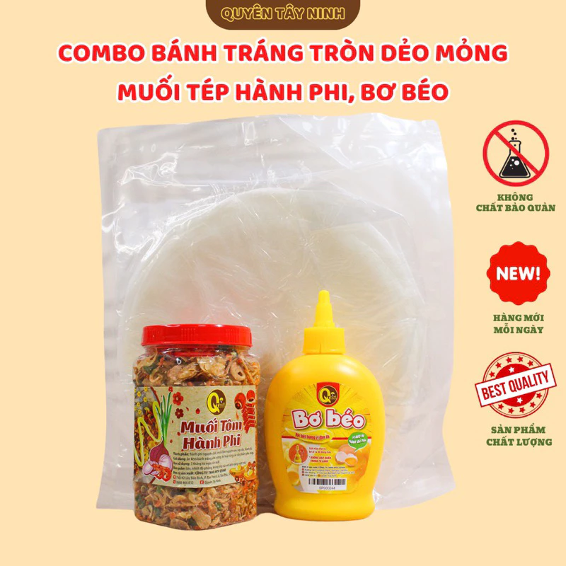 Combo Bánh Tráng Phơi Sương Tây Ninh Siêu Bơ Béo+Sốt Tắc+Muối Tép Hành Phi Siêu Ngon