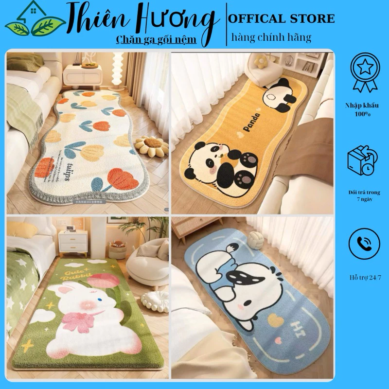 Thảm phòng ngủ hình thú , Thảm trải sàn -Thảm chân giường lông cừu 50x1m2- Thiên Hương