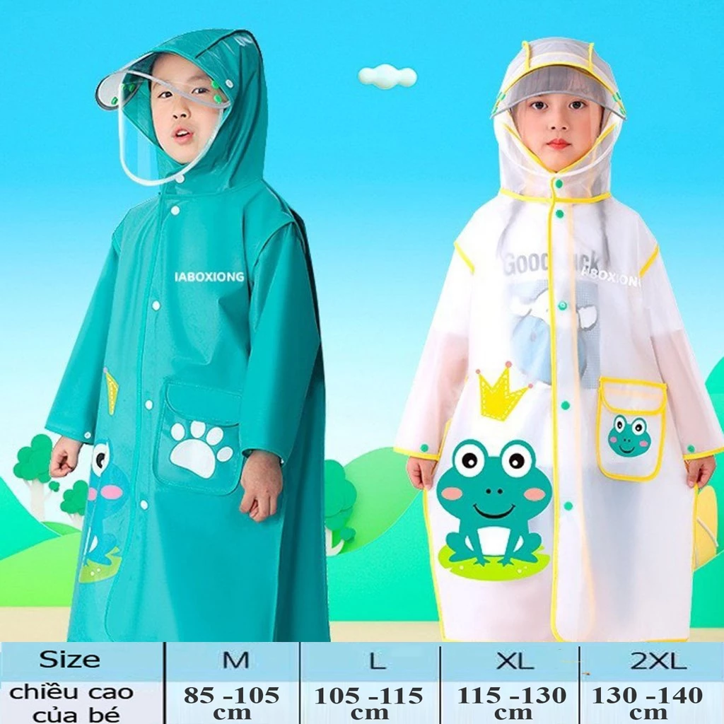 Áo Mưa Trẻ Em Áo Mưa Cho Bé Cao Cấp Chống Thấm Nước Hình Thú Dễ Thương Có Chỗ Để Cặp Sách  Và Kính Chắn Nước Mưa