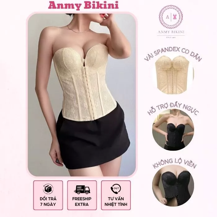 (Hàng loại cao cấp loại 1)Áo Corset Không Dây, Áo Lót Cup Ngực Áo Ống Định Hình Ngực ANMY BIKINI Dáng Gợi Cảm - Cup 919