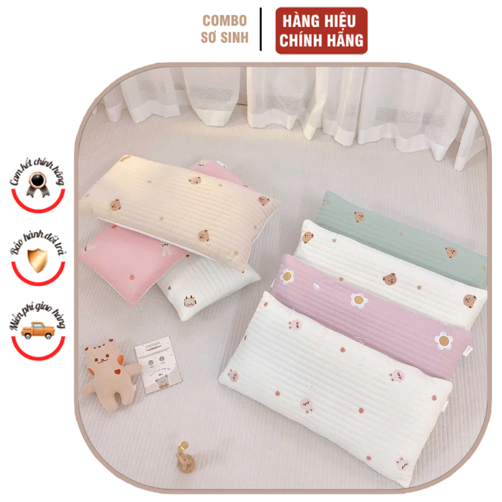 Gối Cho Bé Trần Bông Khổ Dài MNN018 Siêu Thoáng Khí Không Bí Nóng Hỗ Trợ Thấm Hút Mồ Hôi