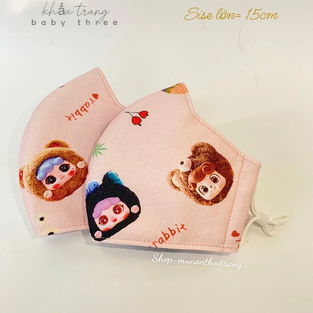 Khẩu trang vải cao cấp 3 lớp, dây tăng giảm, nhiều màu, chống nắng hiệu quả, y hình