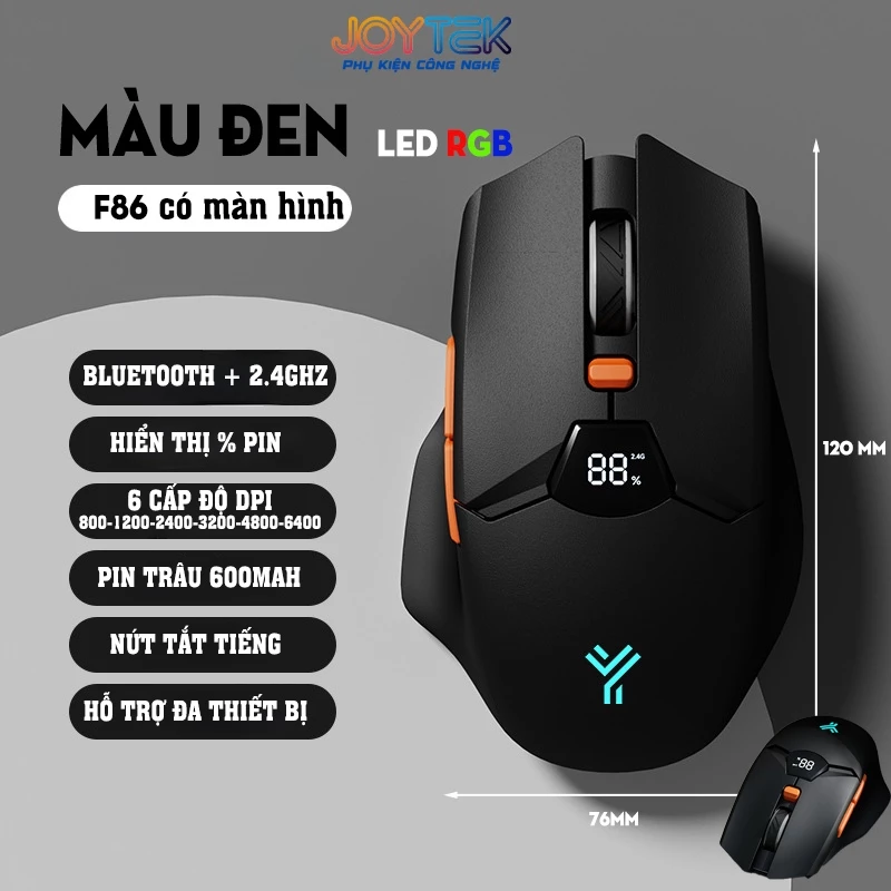 Chuột Game Atas F86 Silent 2 Mode Không Dây Bluetooth Pin 600Mah Cho Game Thủ Và Công Việc Văn Phòng