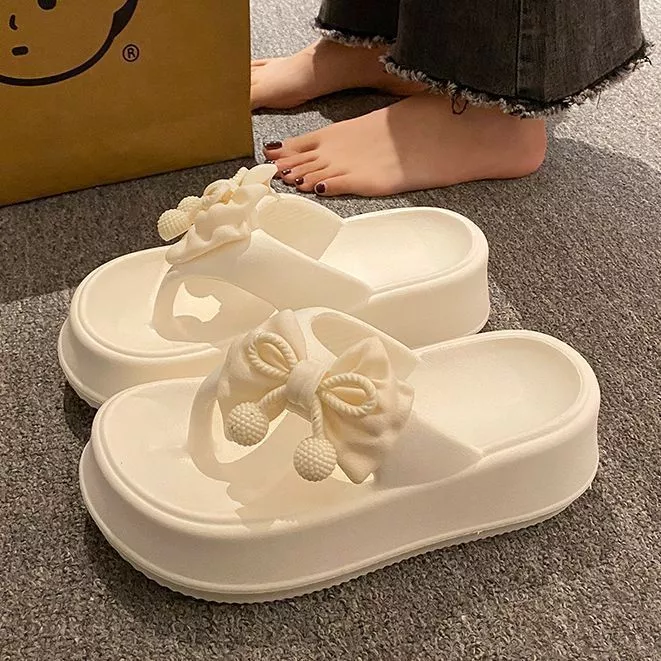 [THANH LÝ] Dép xỏ ngón nữ cao 5cm gắn nơ xinh đi tôn dáng dễ phối đồ, tông nữ đế cao nhẹ nhàng phong cách Hàn Quốc
