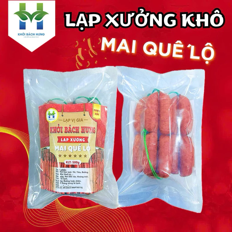 Lạp xưởng khô mai quế lộ- Khởi Bách Hưng- bảo quản nhiệt độ thường 1 tháng