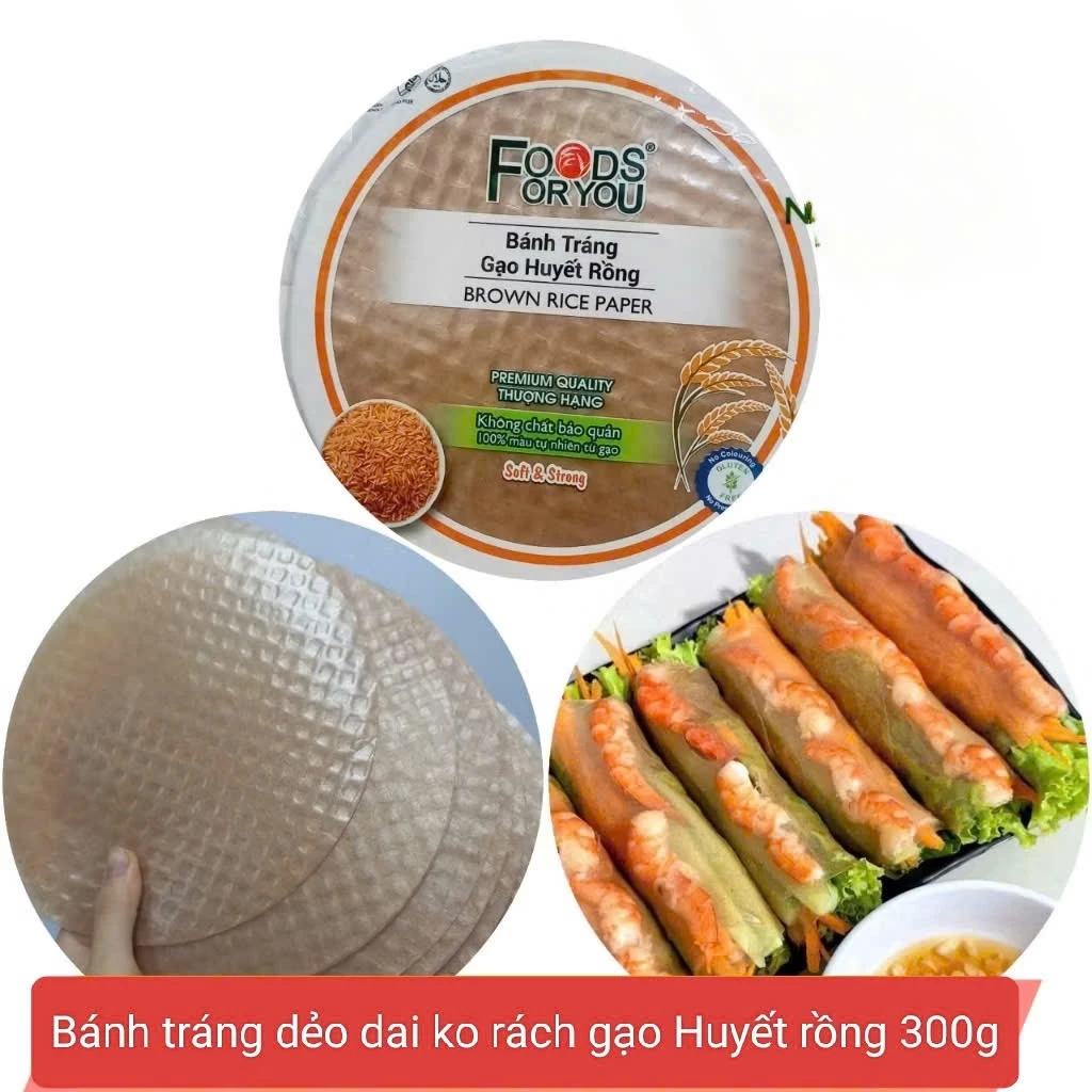 Bánh tráng gạo lứt CUỐN GỎI dẻo dai không rách healthy gói 300g Size 22cm