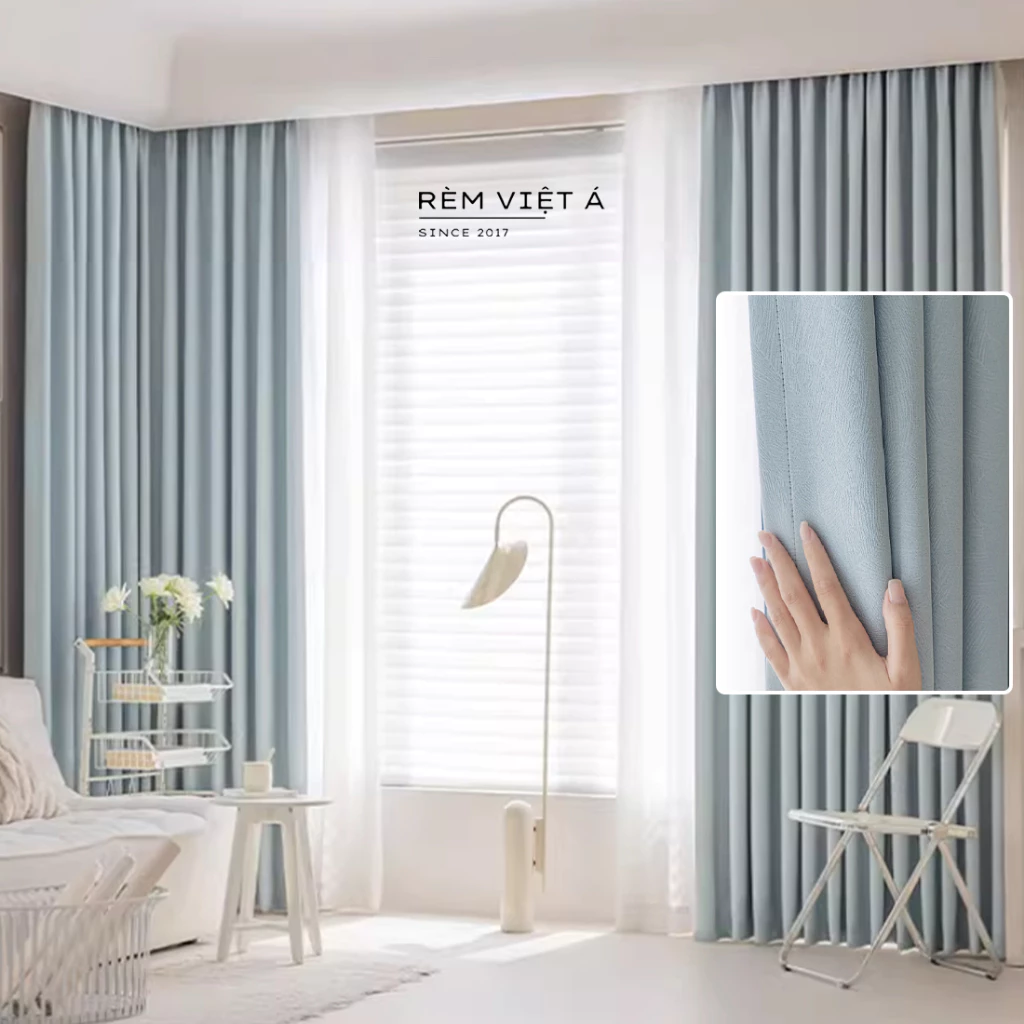 Rèm Xanh Ngọc - Họa Tiết Tinh Tế, Cản Sáng 99%, Trang Trí Phòng Ngủ, Phòng Khách, Không Gian Sang Trọng