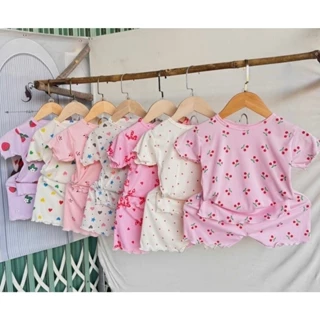 Combo 05 bộ cộc tay Hoa Nhí cho bé gái mùa hè xưởng may John Baby size từ 4-26kg