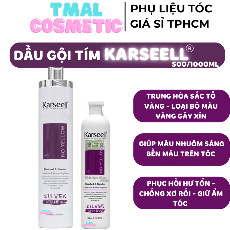 Dầu gội tím khử vàng KARSEELL Silver Shampoo 500ml 1000ml | Dầu Gội Khử Vàng, Giữ Màu Cho Tóc Nhuộm Sáng, Tóc Tẩy