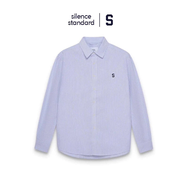 Áo sơ mi SilenceStandard Premium Oxford Shirt Logo S thêu/ kẻ xanh [SO02]