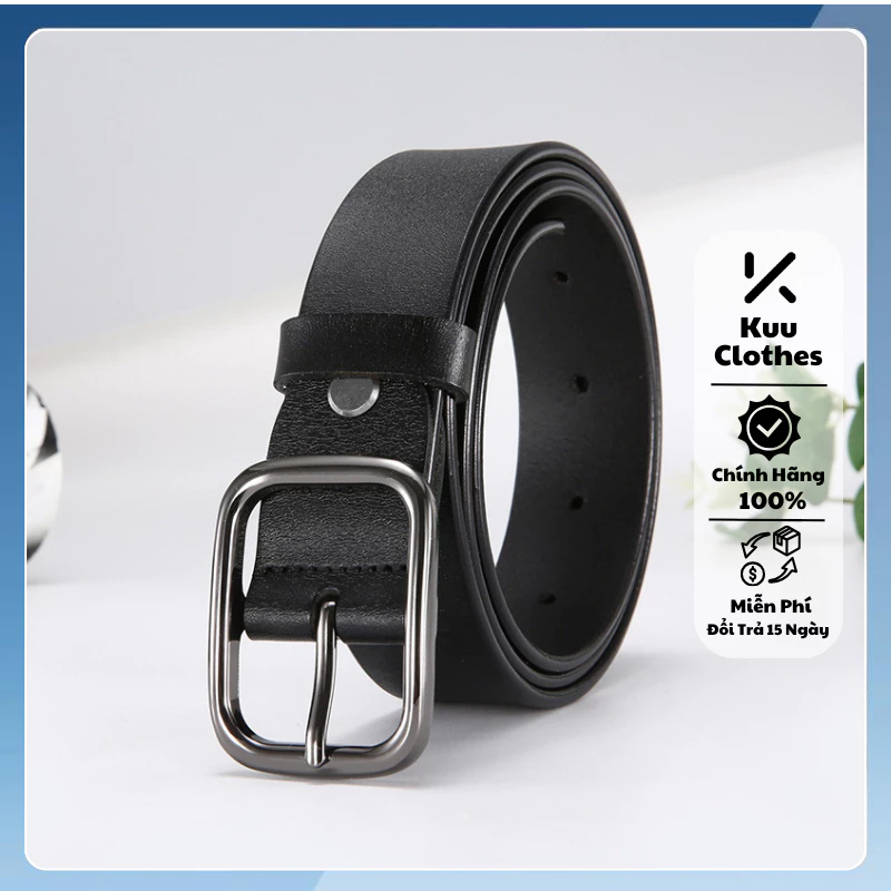 Thắt Lưng Da Nam Nữ Bo Góc Bóng KuuClothes dây nịt lưng unisex bản lớn da bò cao cấp - Thắt Lưng Tổng Hợp